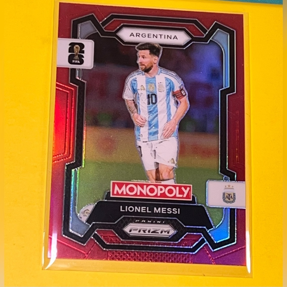 2026 FIFA World Cup Monopoly Red Prizm Card SSP #1 Lionel Messi Argentina - Picture 4 of 6